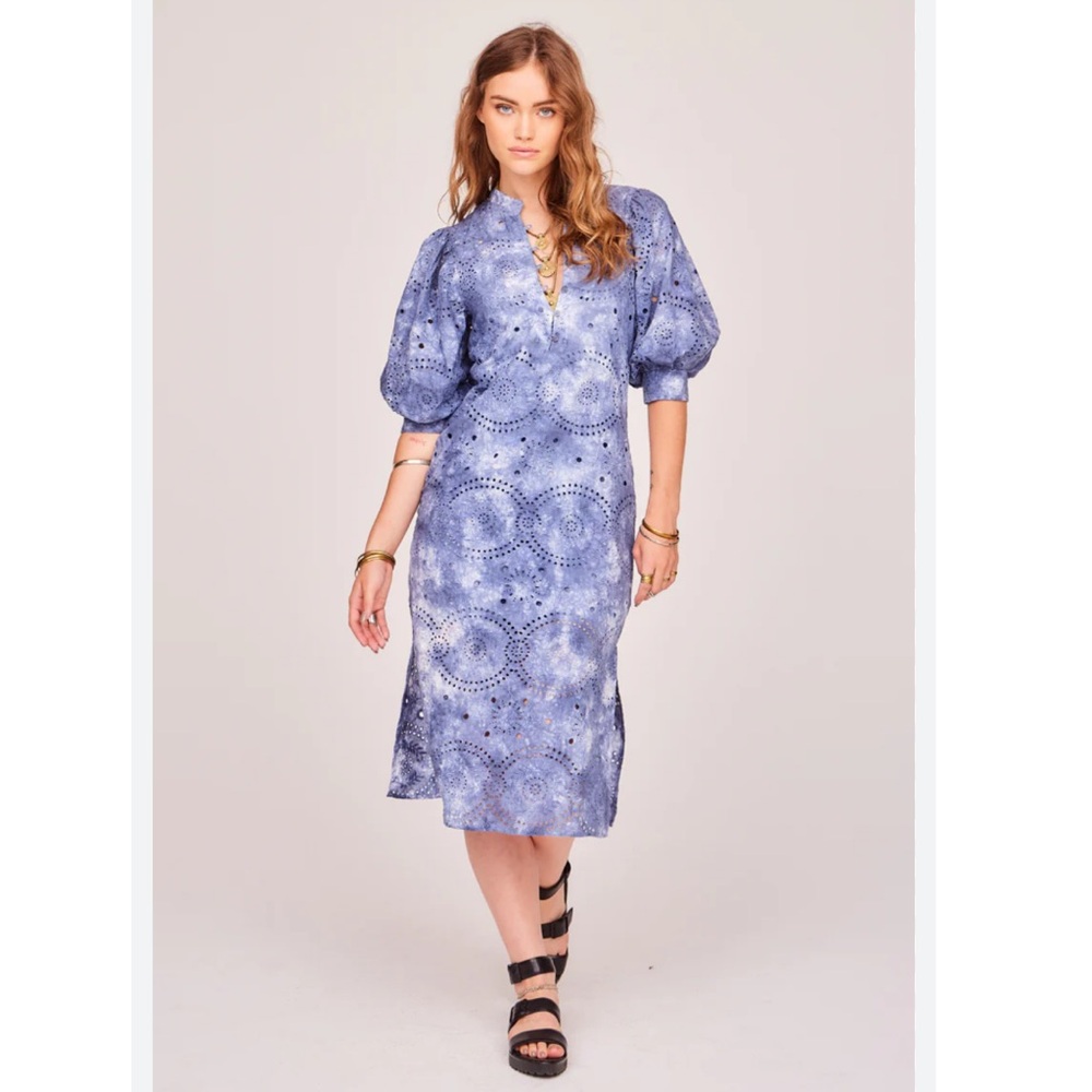 Jen’s Pirate Booty Gatsby Blue Sky Dress Cotton Eyelet Sky Marble Blue Size S